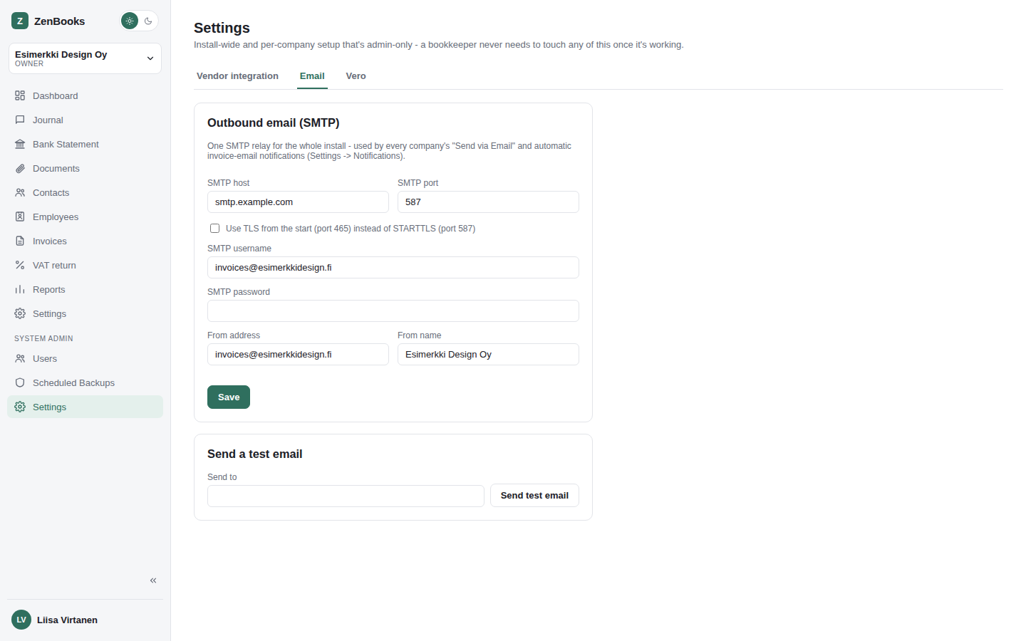 Admin - Settings - Email tab